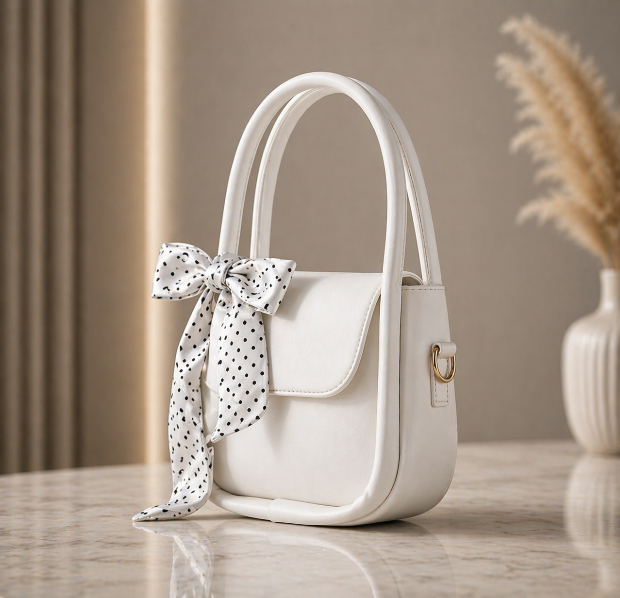Ribbon Moon Bag – Elegant Shoulder Handbag for Women