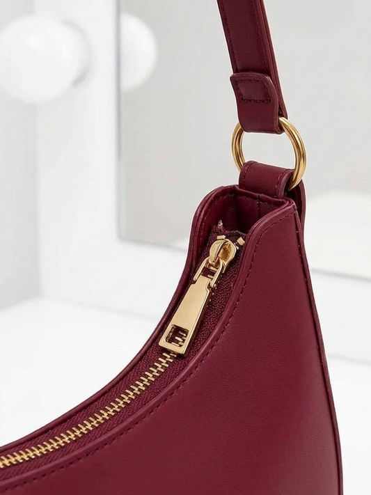 Maroon Half Moon Shoulder Bag for Women