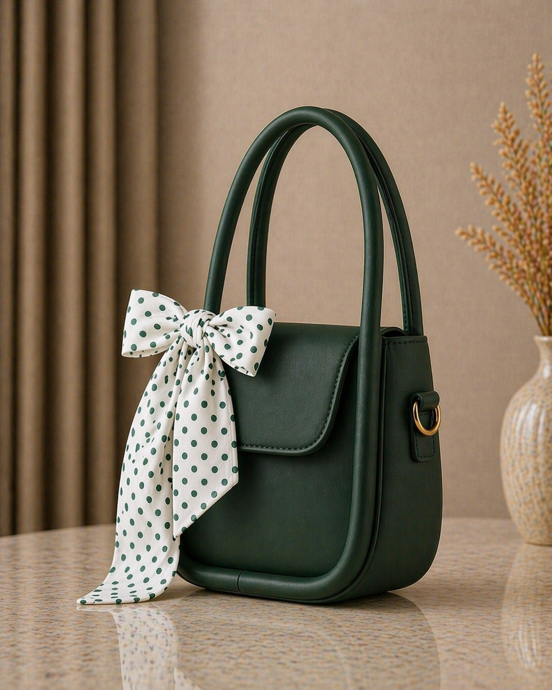 Ribbon Moon Bag – Elegant Shoulder Handbag for Women