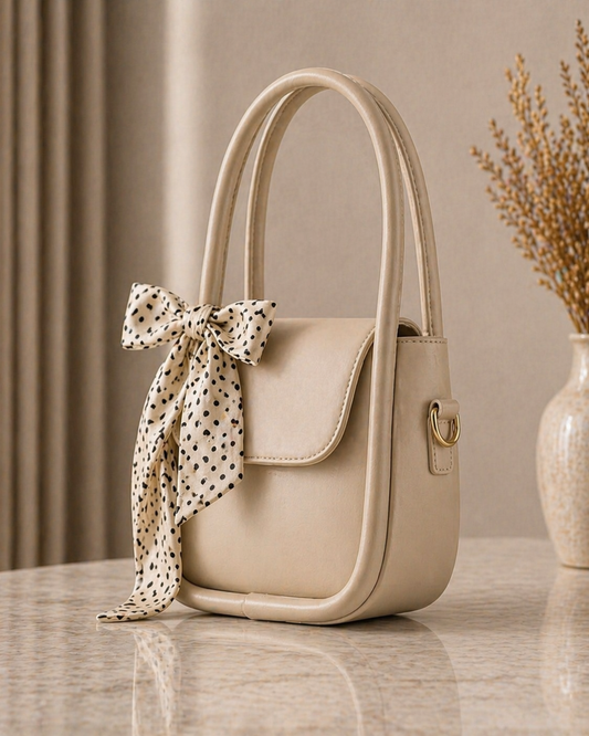 Ribbon Moon Bag – Elegant Shoulder Handbag for Women