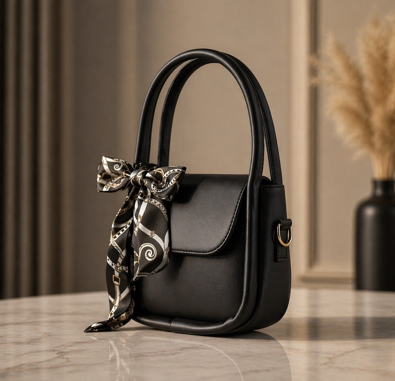 Ribbon Moon Bag – Elegant Shoulder Handbag for Women