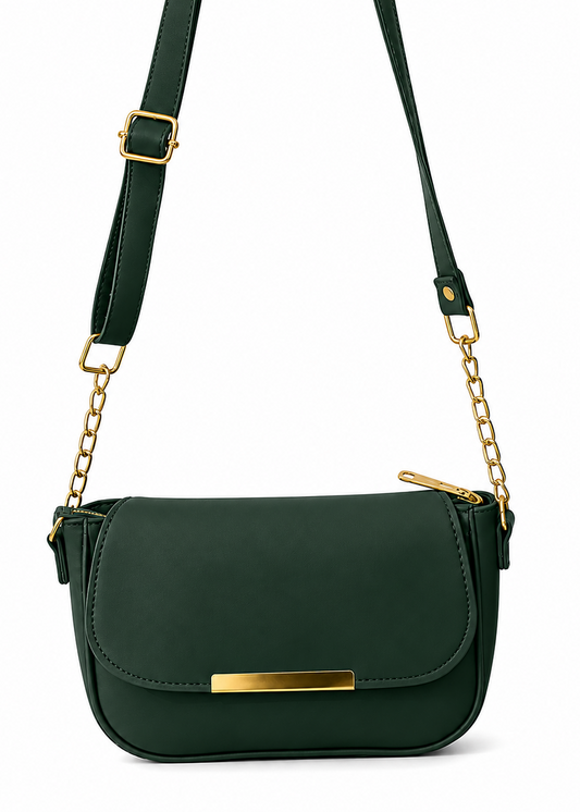 Green Flap Shoulder Bag for Women