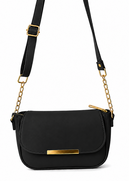 Black Flap Shoulder Bag for Women