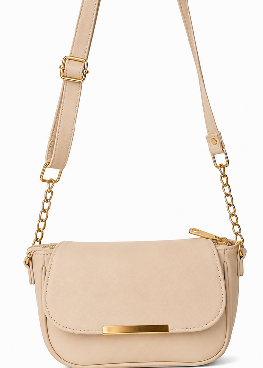 Cream Flap Shoulder Bag for Women