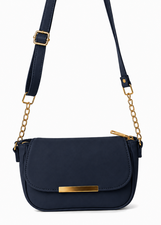 Navy Flap Shoulder Bag for Women