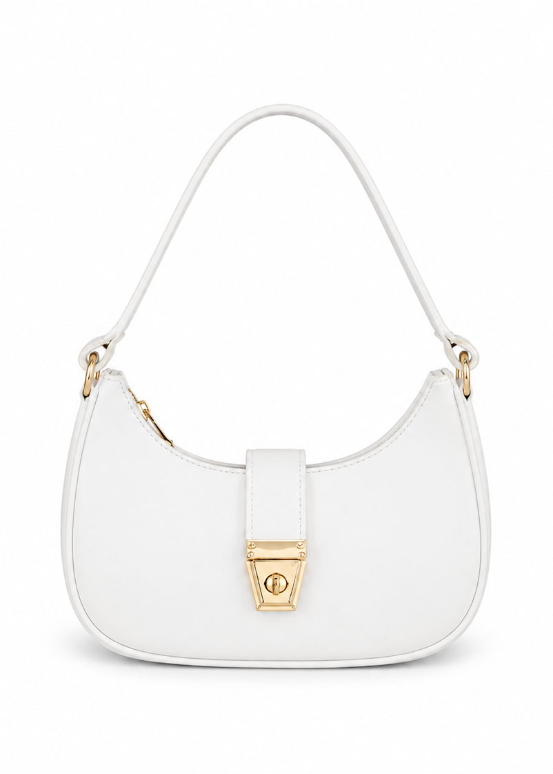 White Moon Lock Shoulder Bag