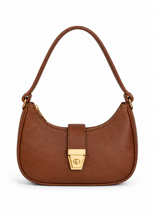Brown Moon Lock Shoulder Bag
