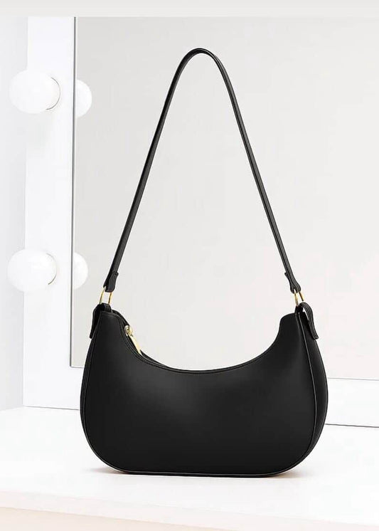 Black Half Moon Shoulder Bag for Women