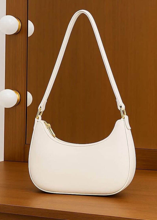White Half Moon Shoulder Bag for Women