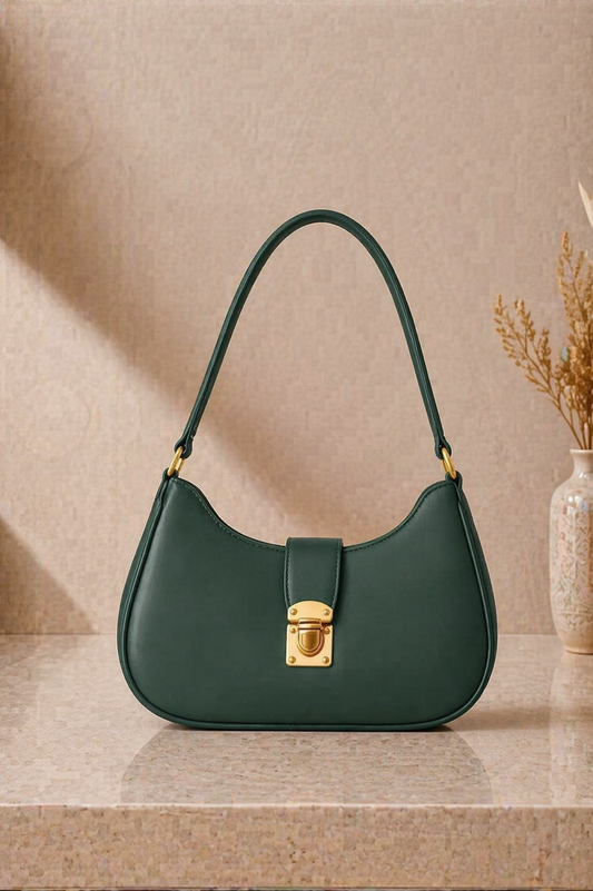 Green Moon Lock Shoulder Bag
