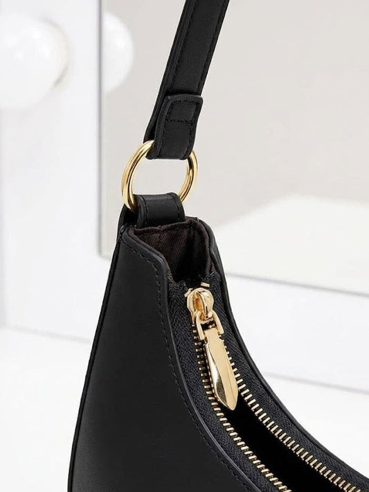 Black Half Moon Shoulder Bag for Women